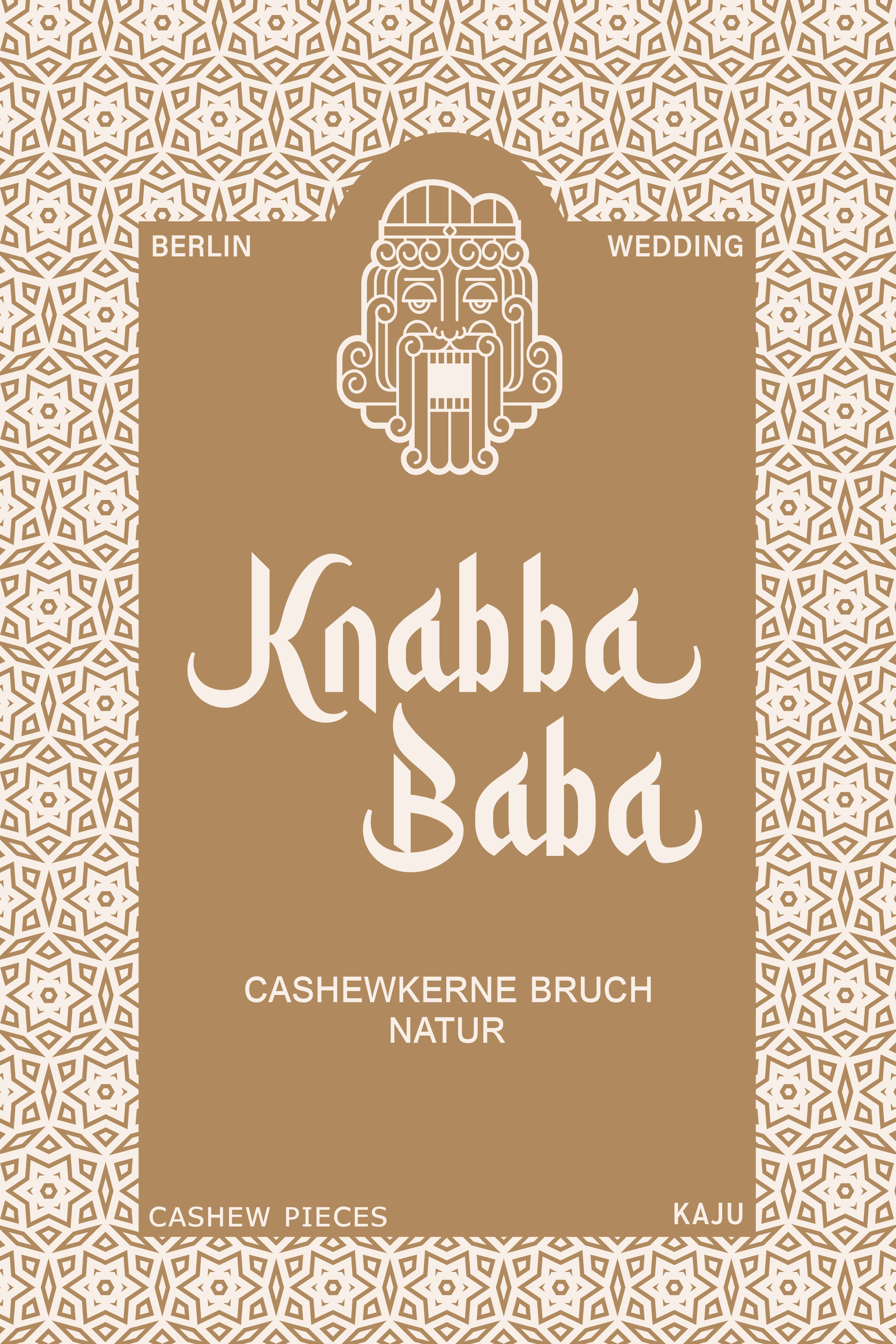 Produktetikett für Knabba Baba Cashewkerne Bruch natur 1000 g