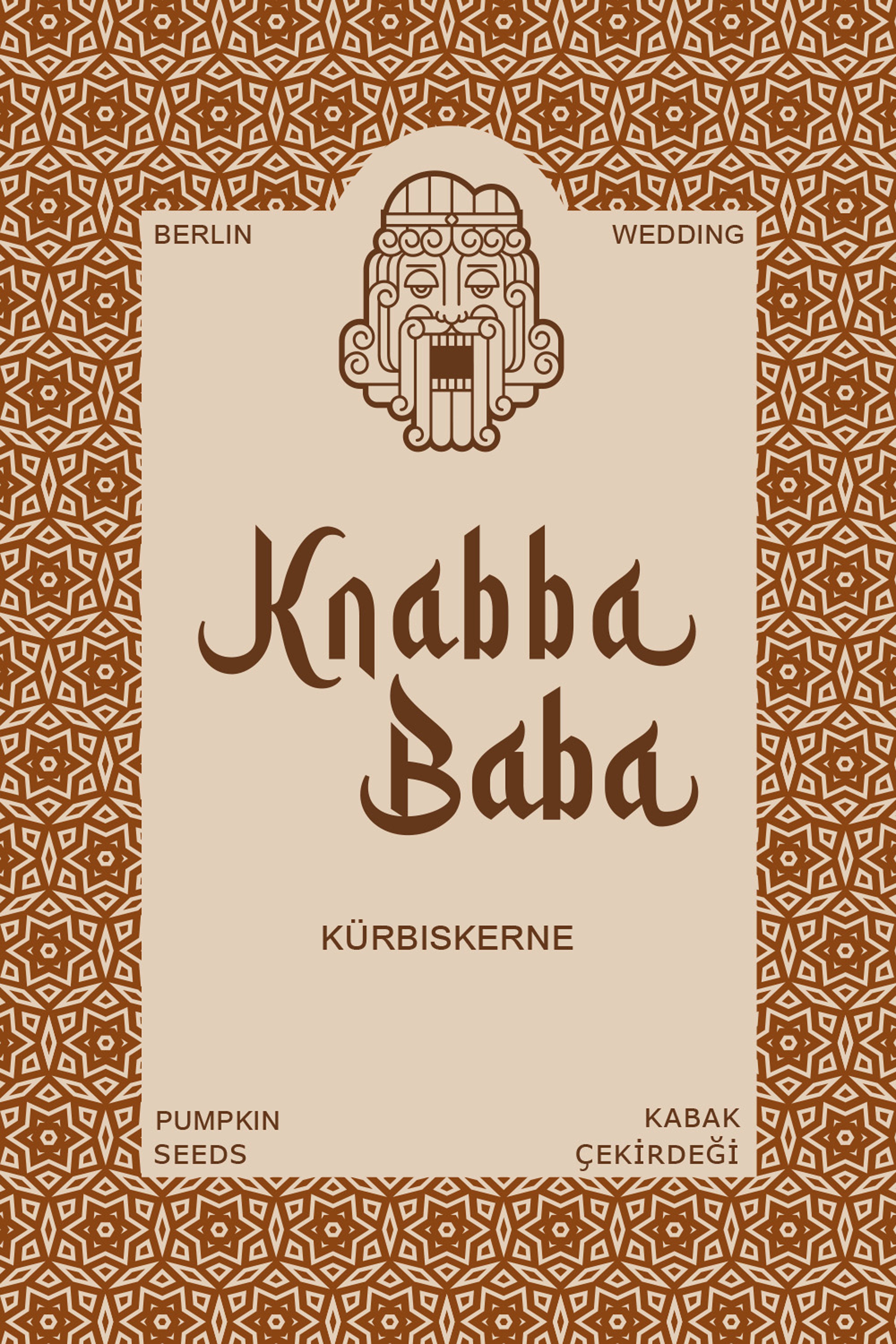 Produktetikett für Knabba Baba Kürbiskerne 1000 g
