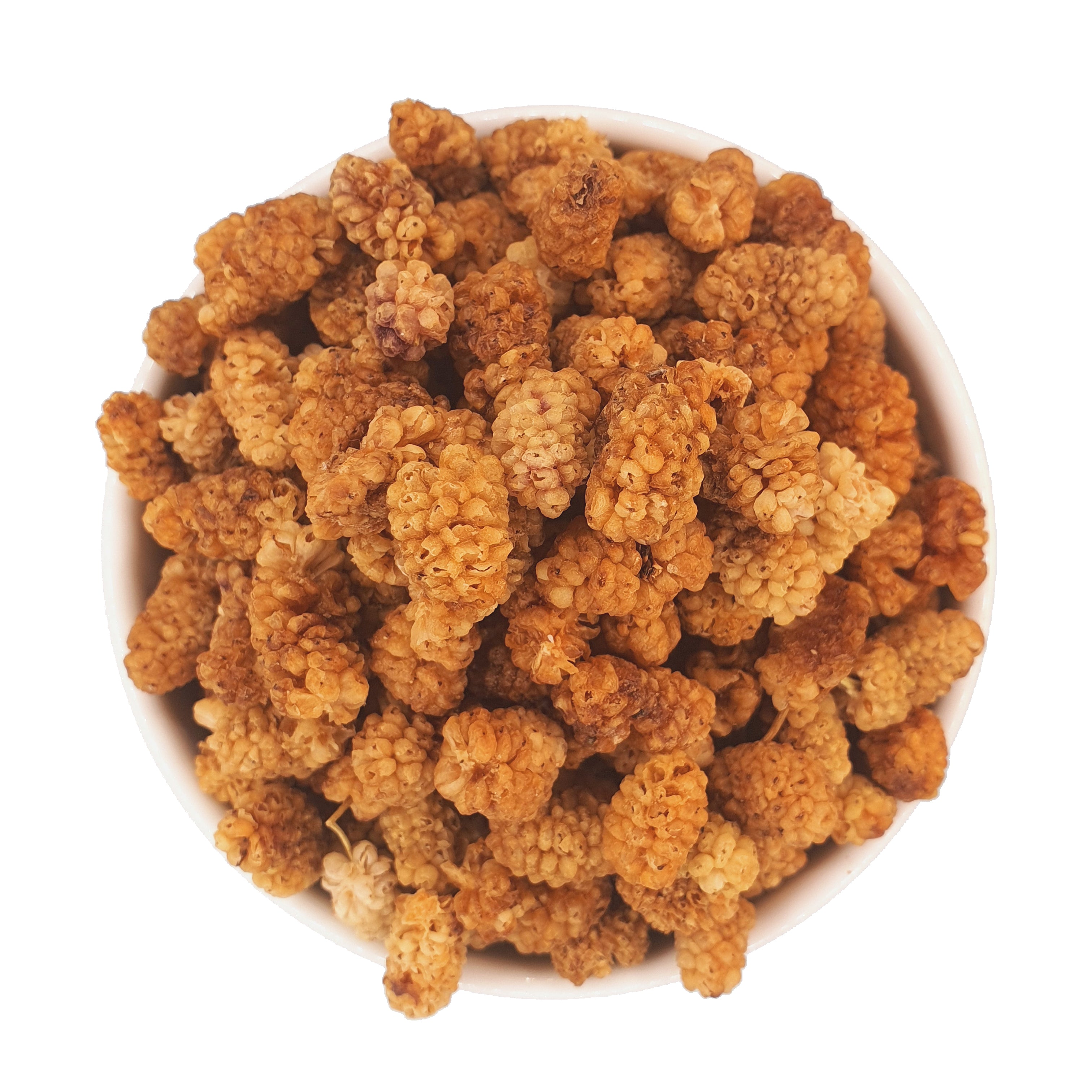 Weiße Bio Maulbeeren getrocknet & naturbelassen 1 kg in Schale von oben