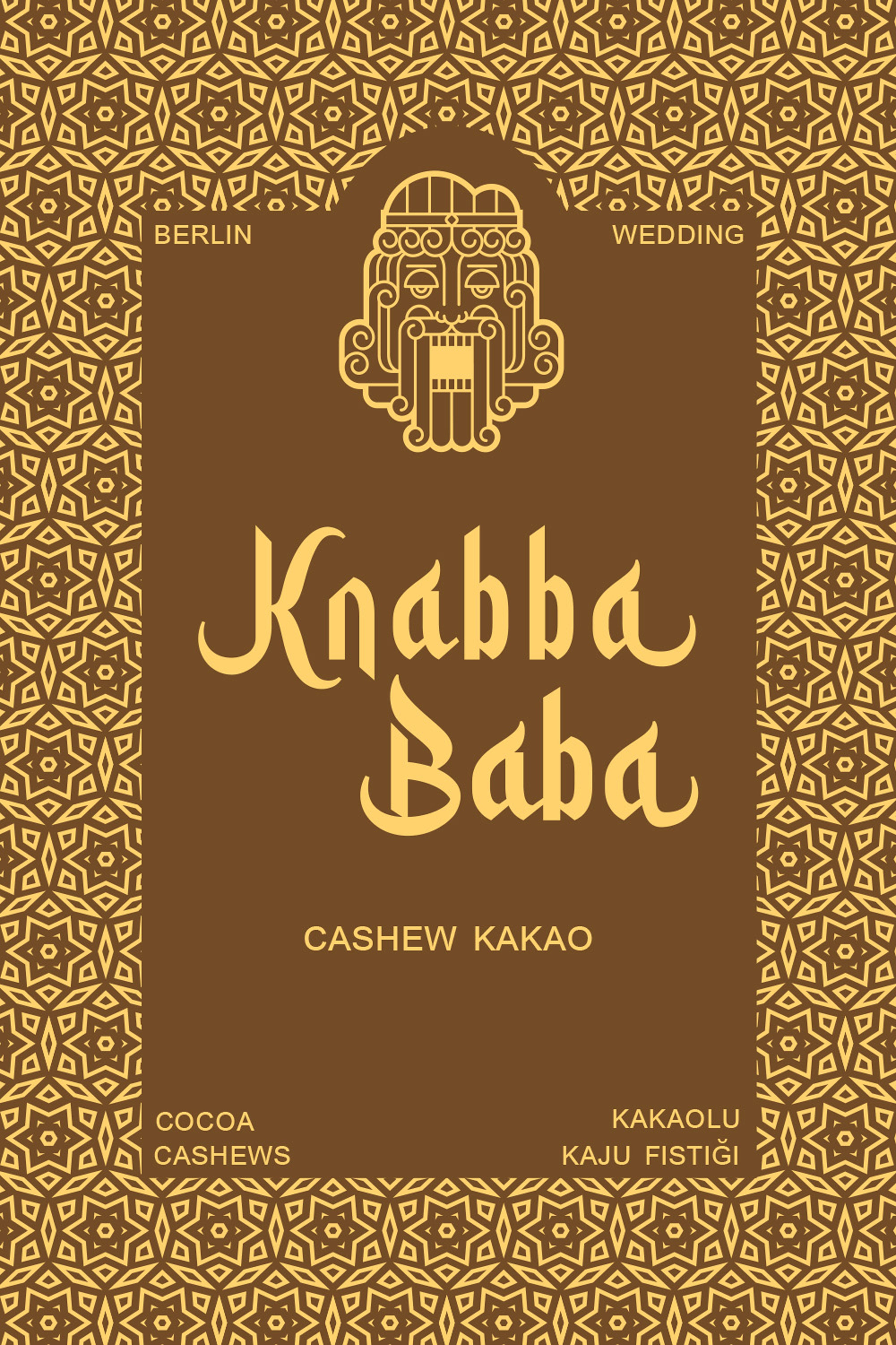 Produktetikett für Knabba Baba Schoko-Cashewkerne mit Kakao umhüllt 1000 g