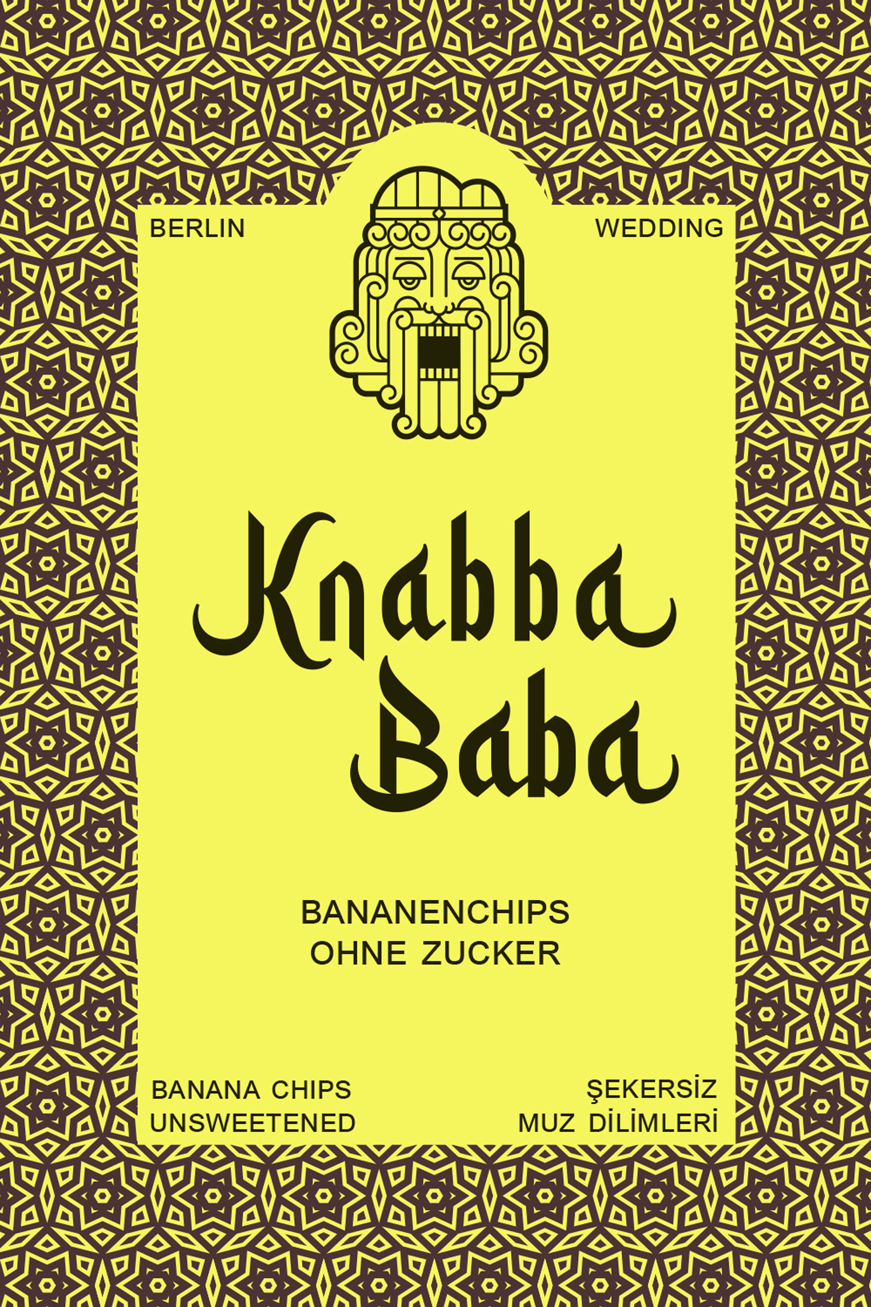 Produktetikett für Knabba Baba Bananenchips ohne Zucker 750 g