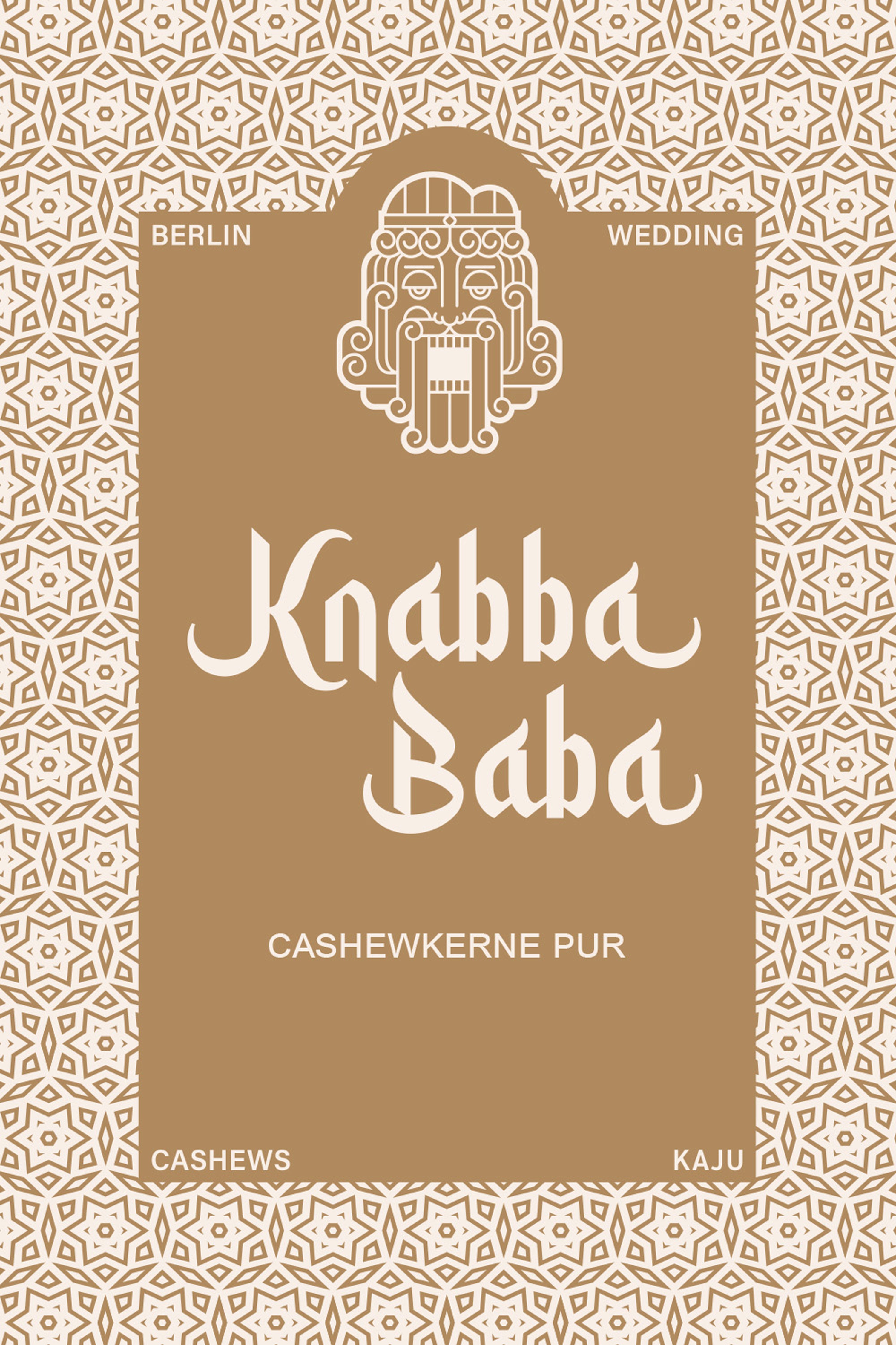 Produktetikett für Knabba Baba Cashewkerne pur 1000 g