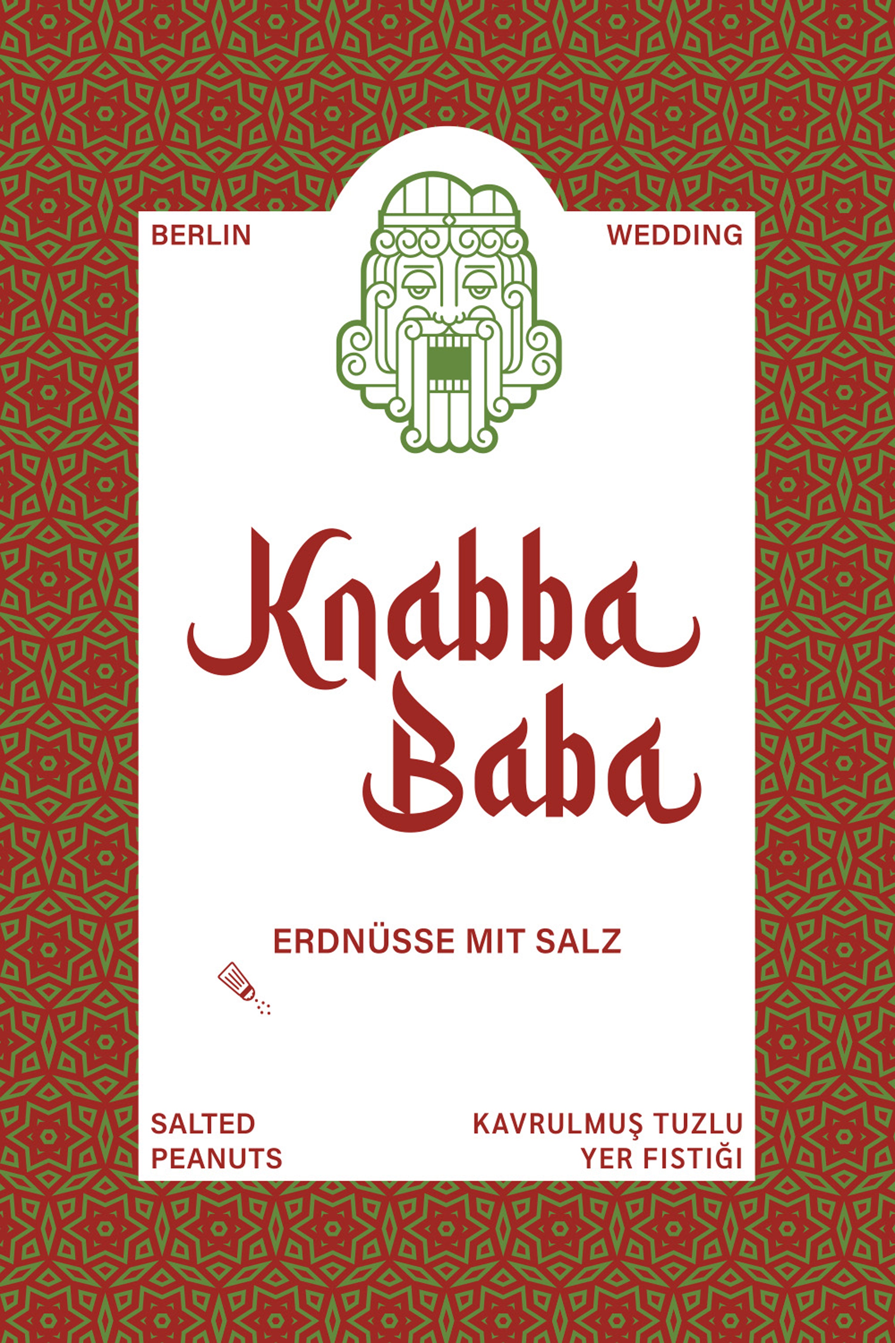 Produktetikett für Knabba Baba Erdnüsse geröstet und gesalzen 1000 g