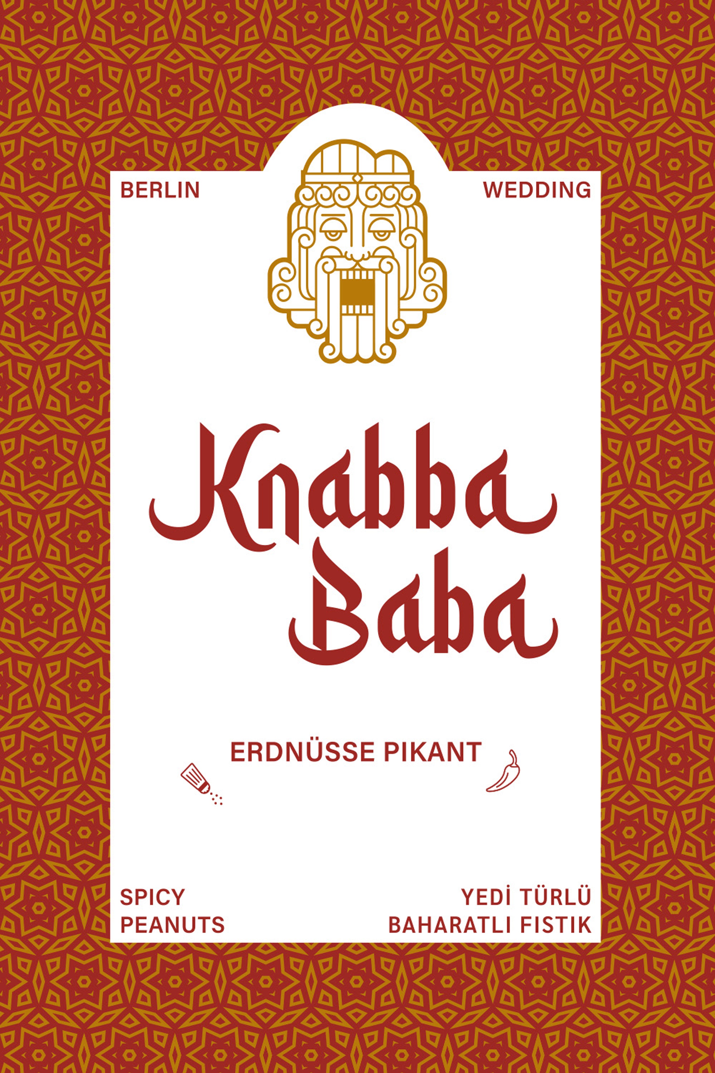 Produktetikett für Knabba Baba Erdnüsse pikant 1000 g