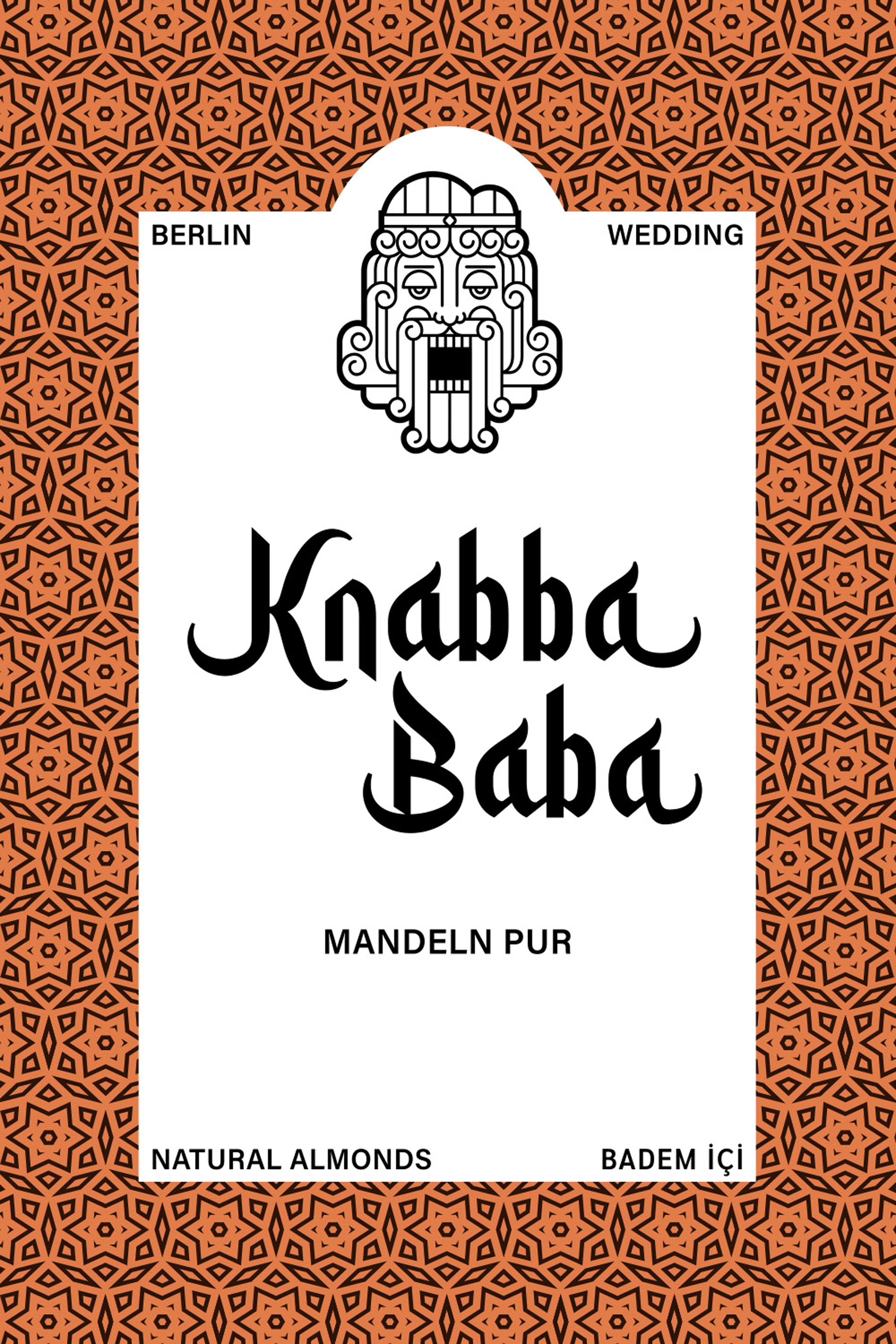Produktetikett für Knabba Baba Mandeln natur pur 1000 g