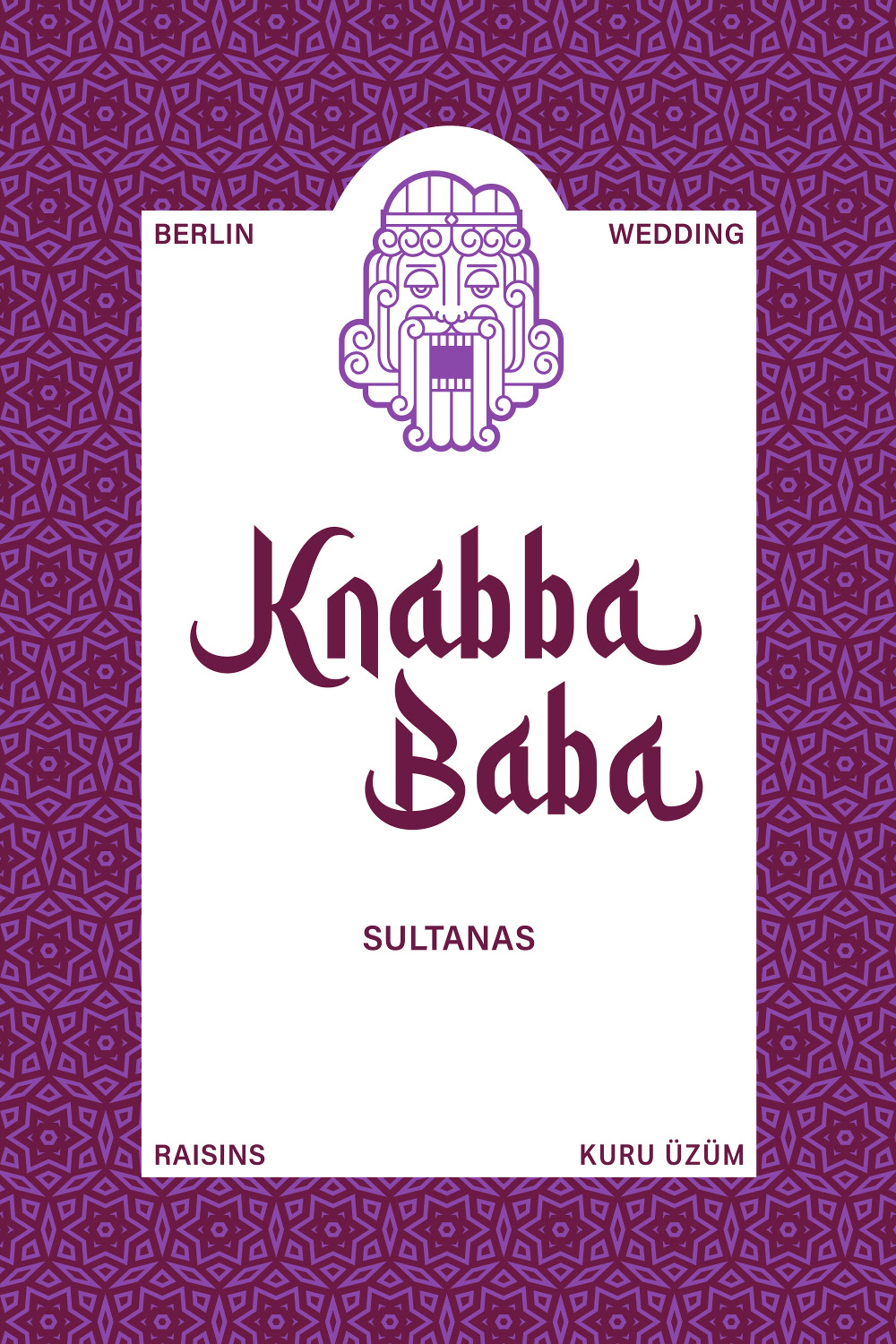 Produktetikett für Knabba Baba Sultanas und Rosinen 1000 g