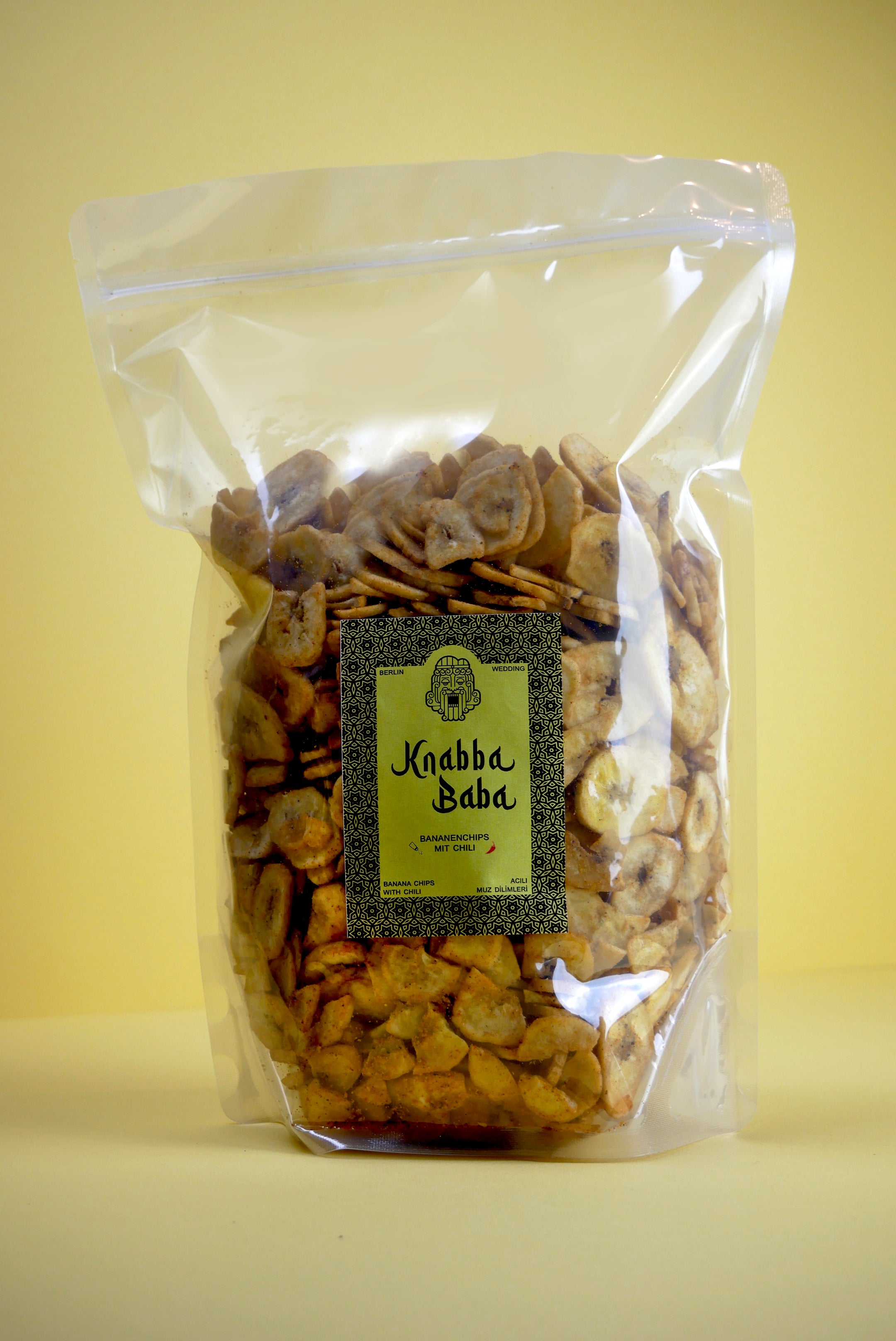 Knabba Baba getrocknete Bananenchips mit Chili 1 kg im wiederverschließbaren Beutel für gesunden Snackgenuss
