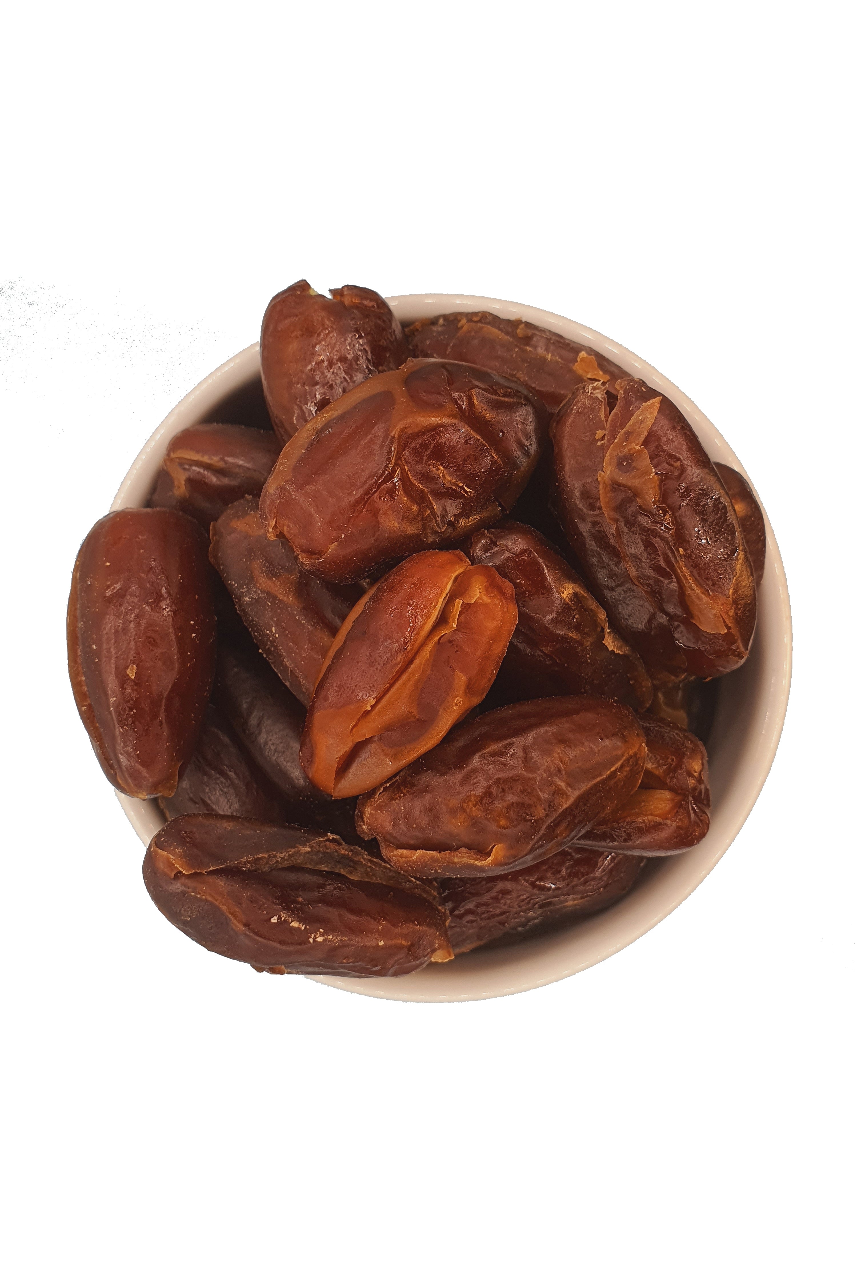 Knabba Baba Datteln ohne Stein Deglet Nour - naturbelassen 1 kg in Schale von oben