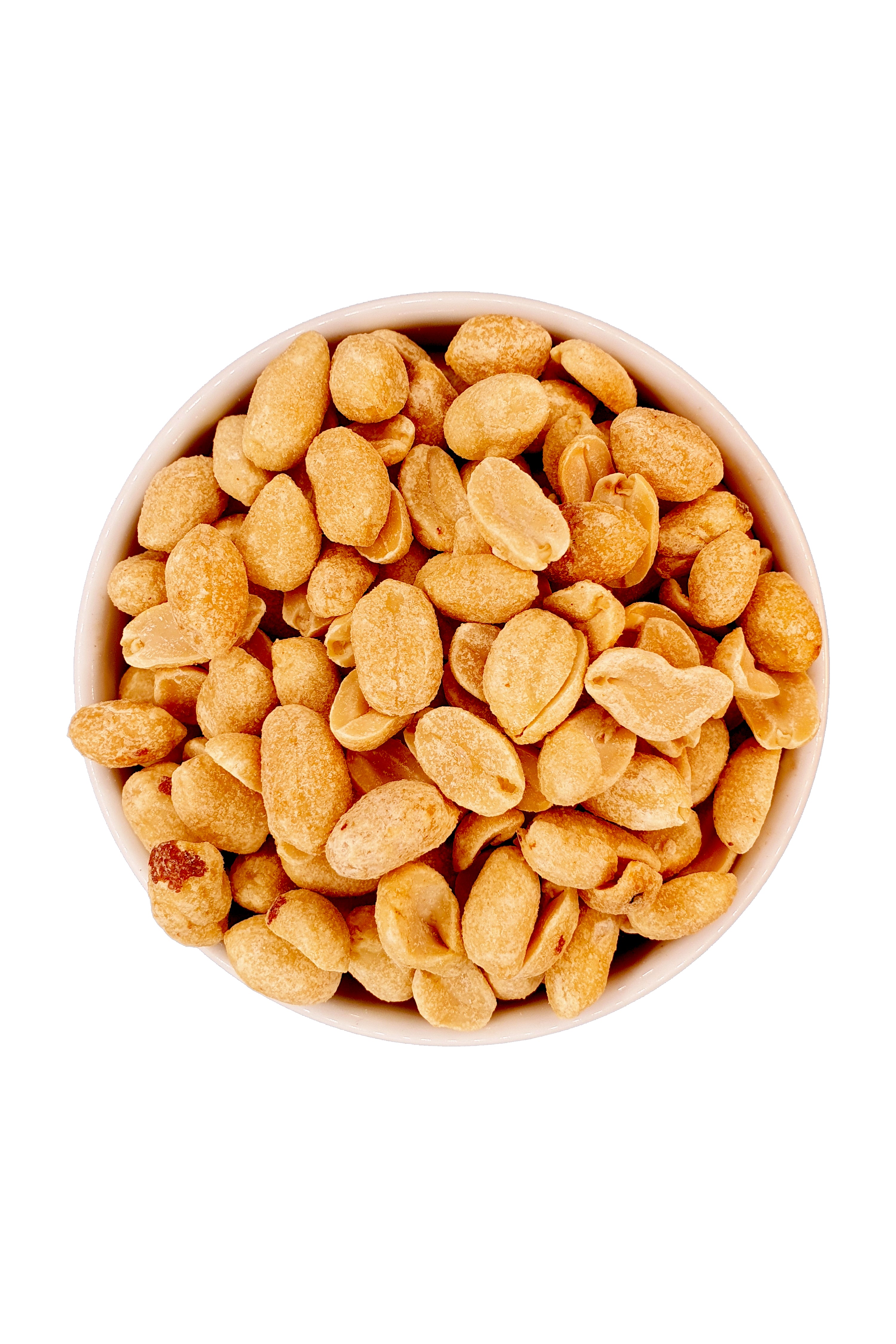 Knabba Baba geröstete Erdnüsse in weißer Schale, knackiger und gesalzener Snack