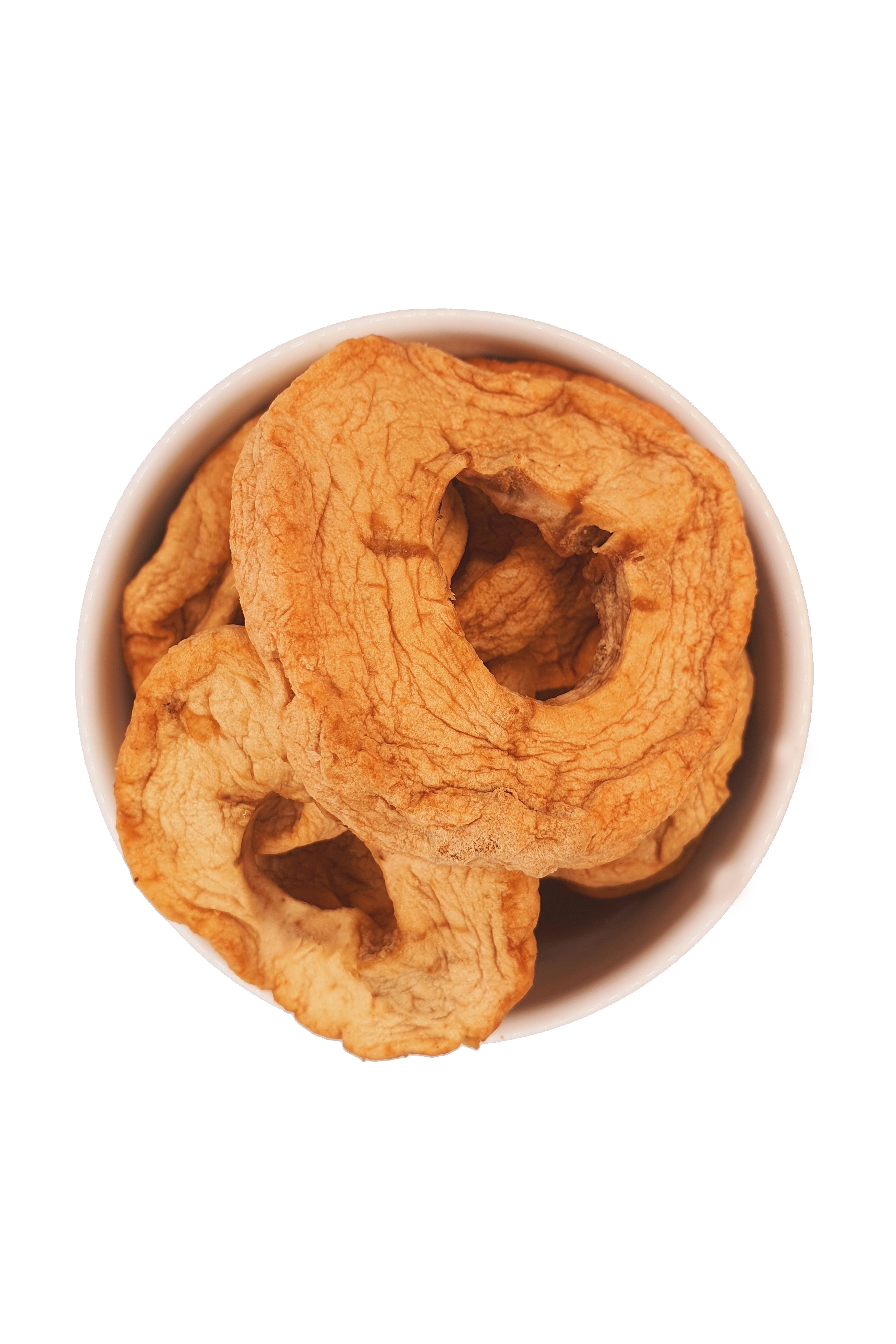 Knabba Baba getrocknete Apfelringe - soft, ungezuckert & ungeschwefelt 500 g in Schale von oben