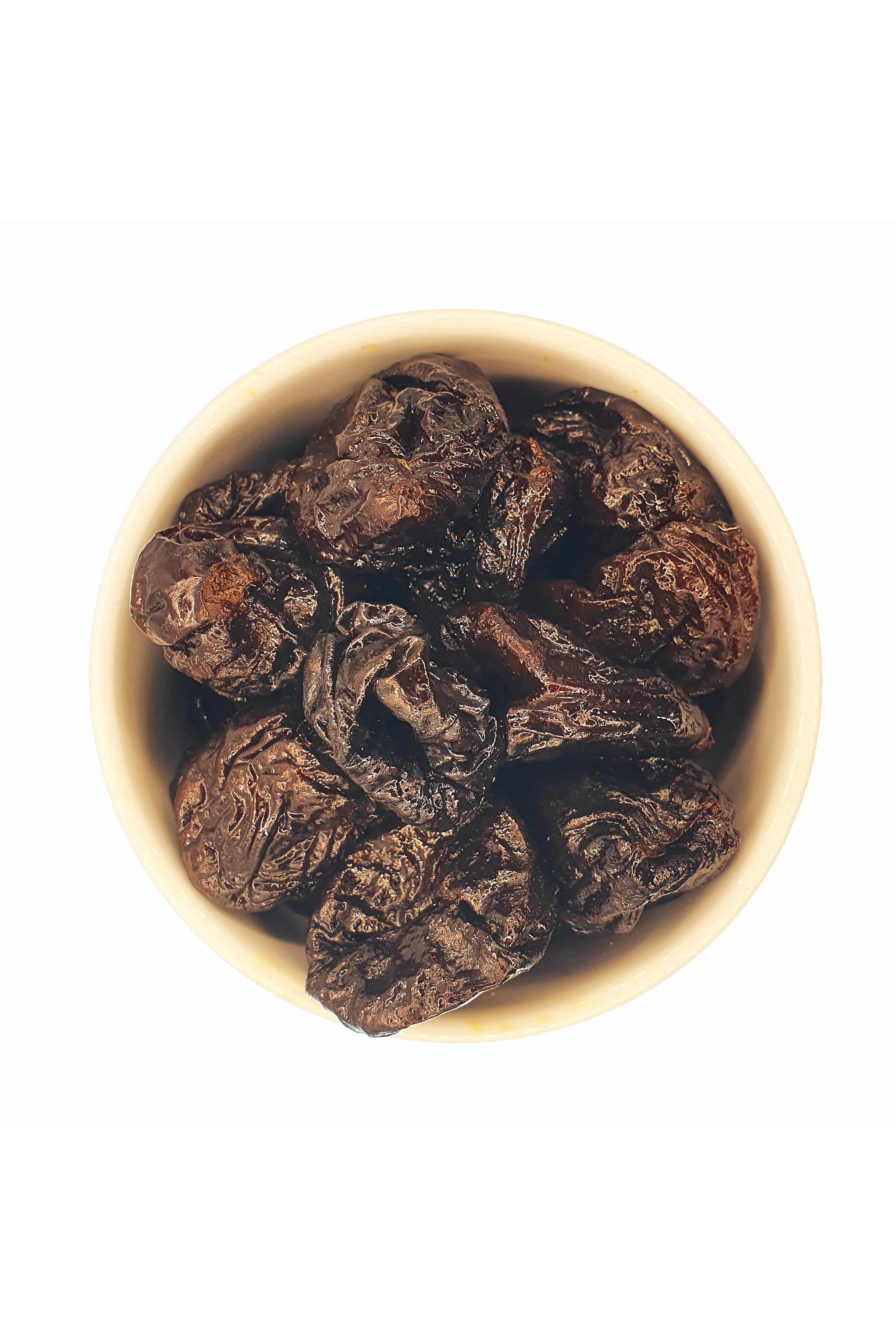 Knabba Baba Getrocknete und entsteinte Pflaumen 1 kg in Schale von oben