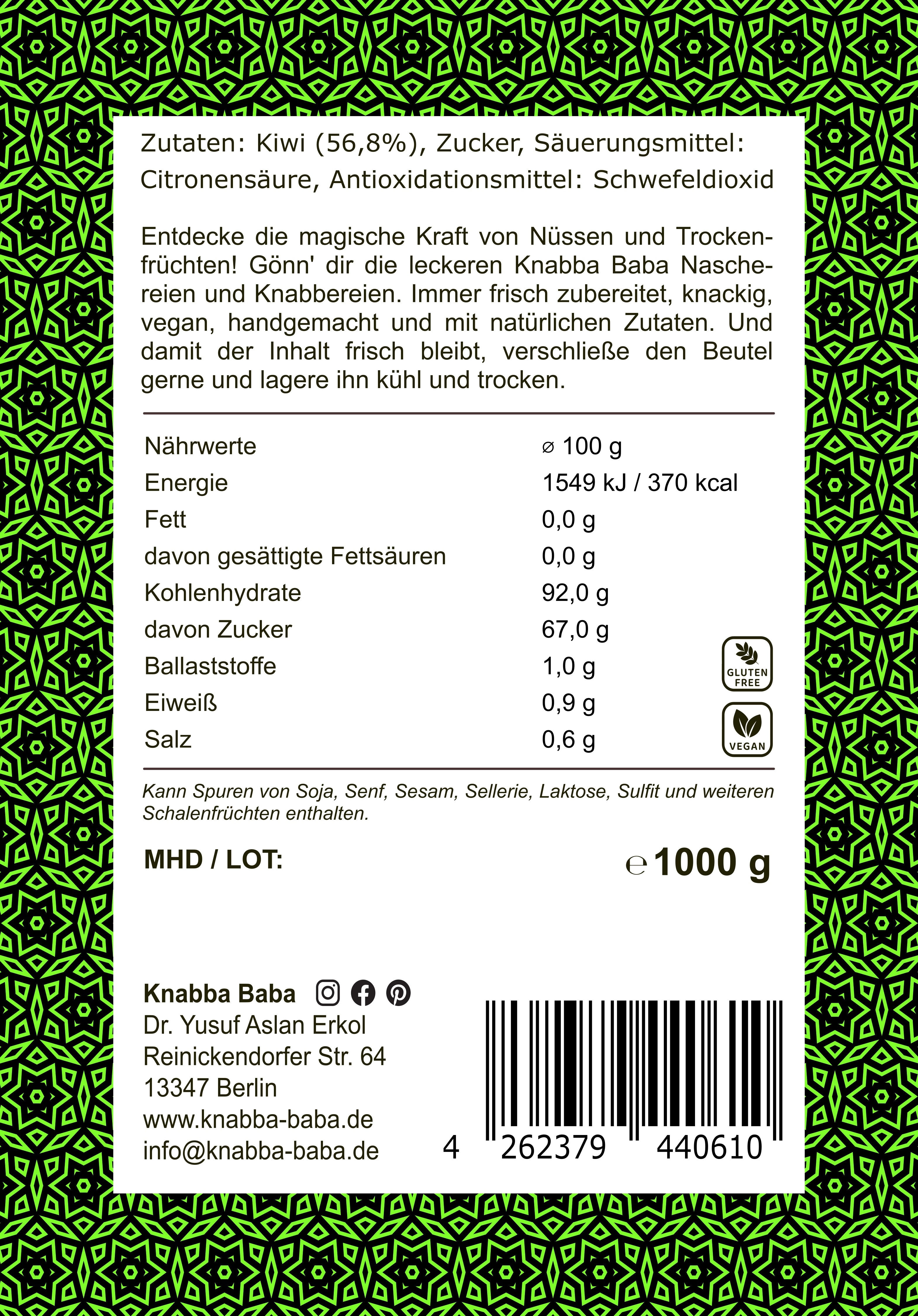 Kiwi getrocknet in Scheiben 1 kg